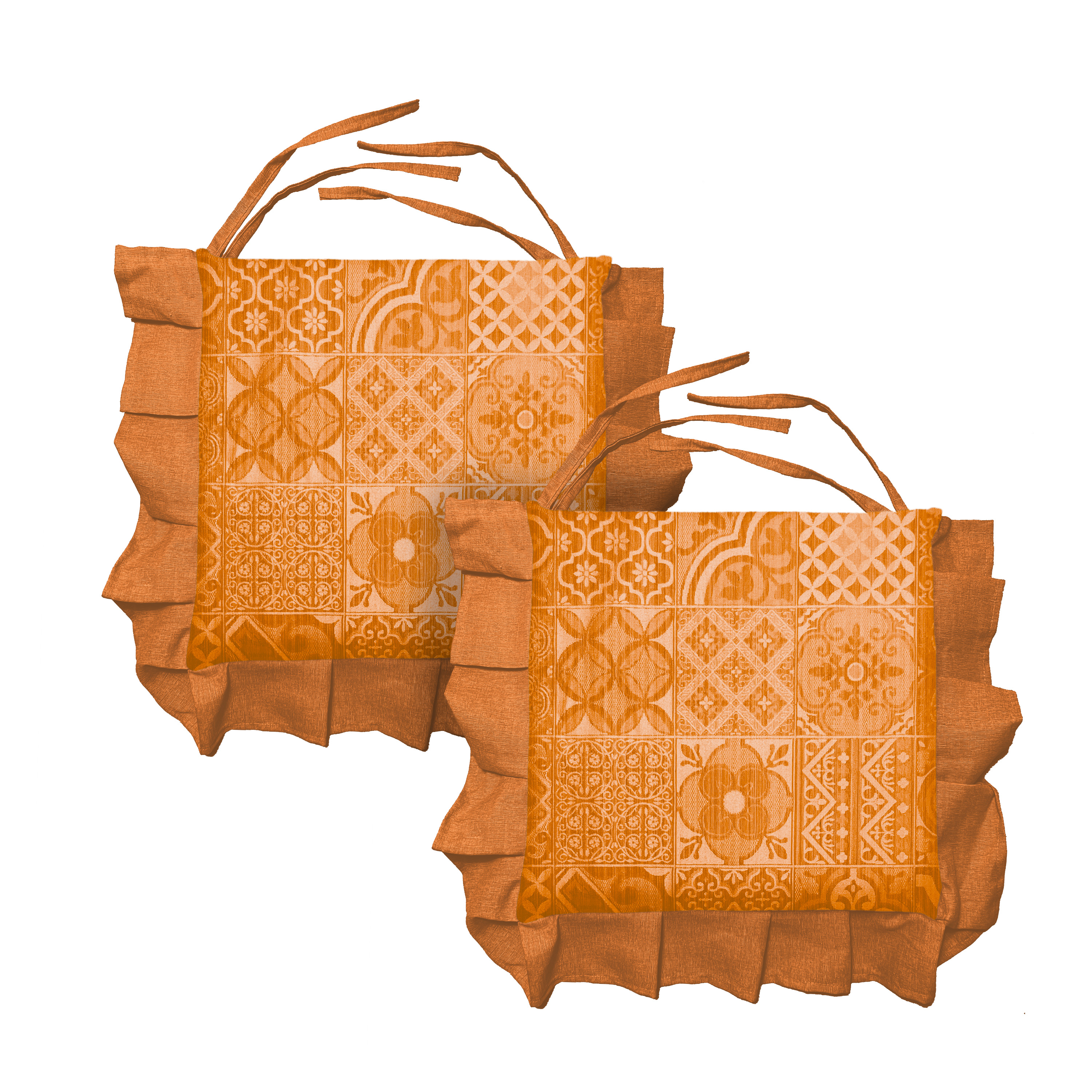Set cuscini coprisedia con volant in Jacquard sfoderabile made in italy - Foto 6 di 28