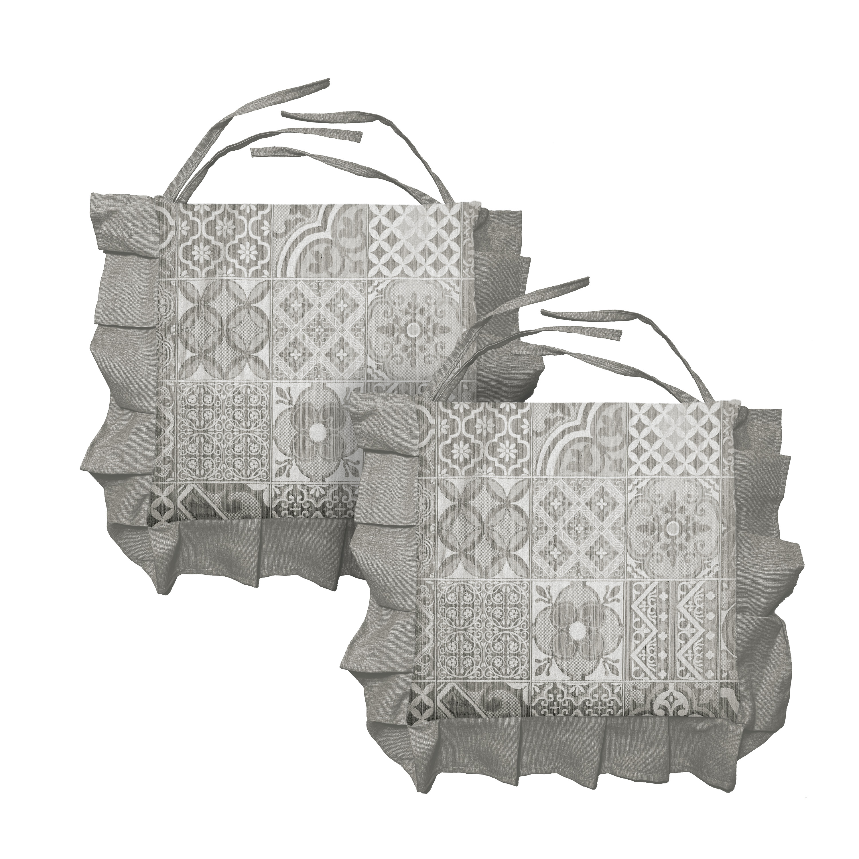 Set cuscini coprisedia con volant in Jacquard sfoderabile made in italy - Foto 14 di 28