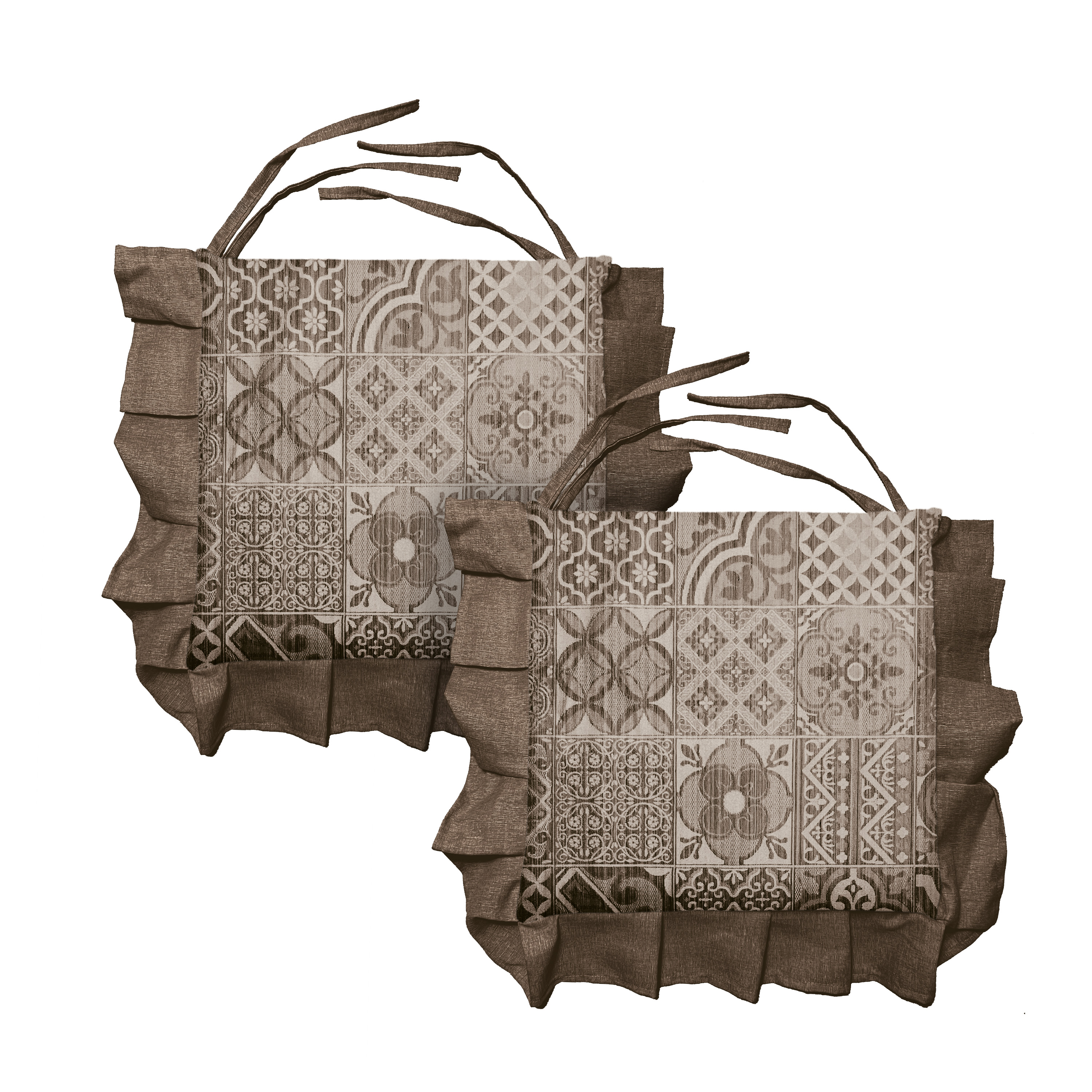 Set cuscini coprisedia con volant in Jacquard sfoderabile made in italy - Foto 26 di 28
