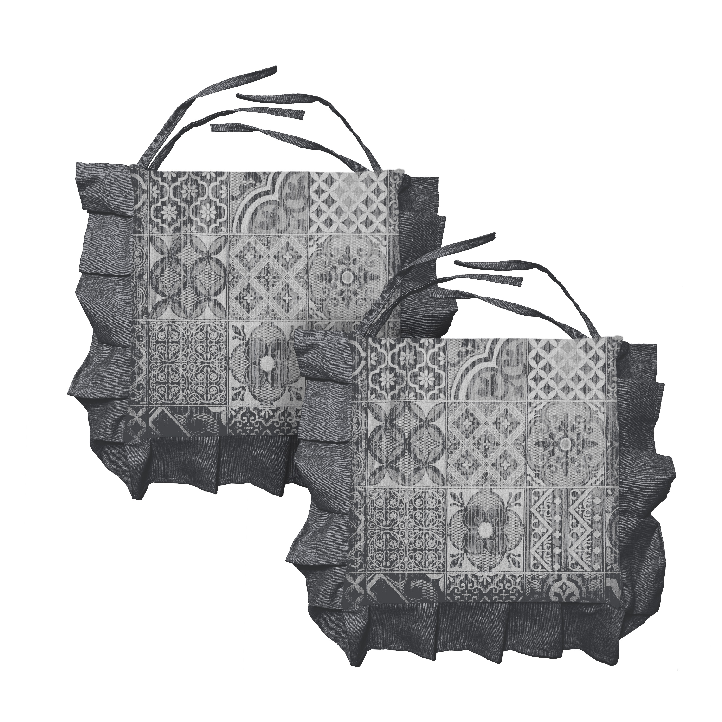 Set cuscini coprisedia con volant in Jacquard sfoderabile made in italy - Foto 18 di 28