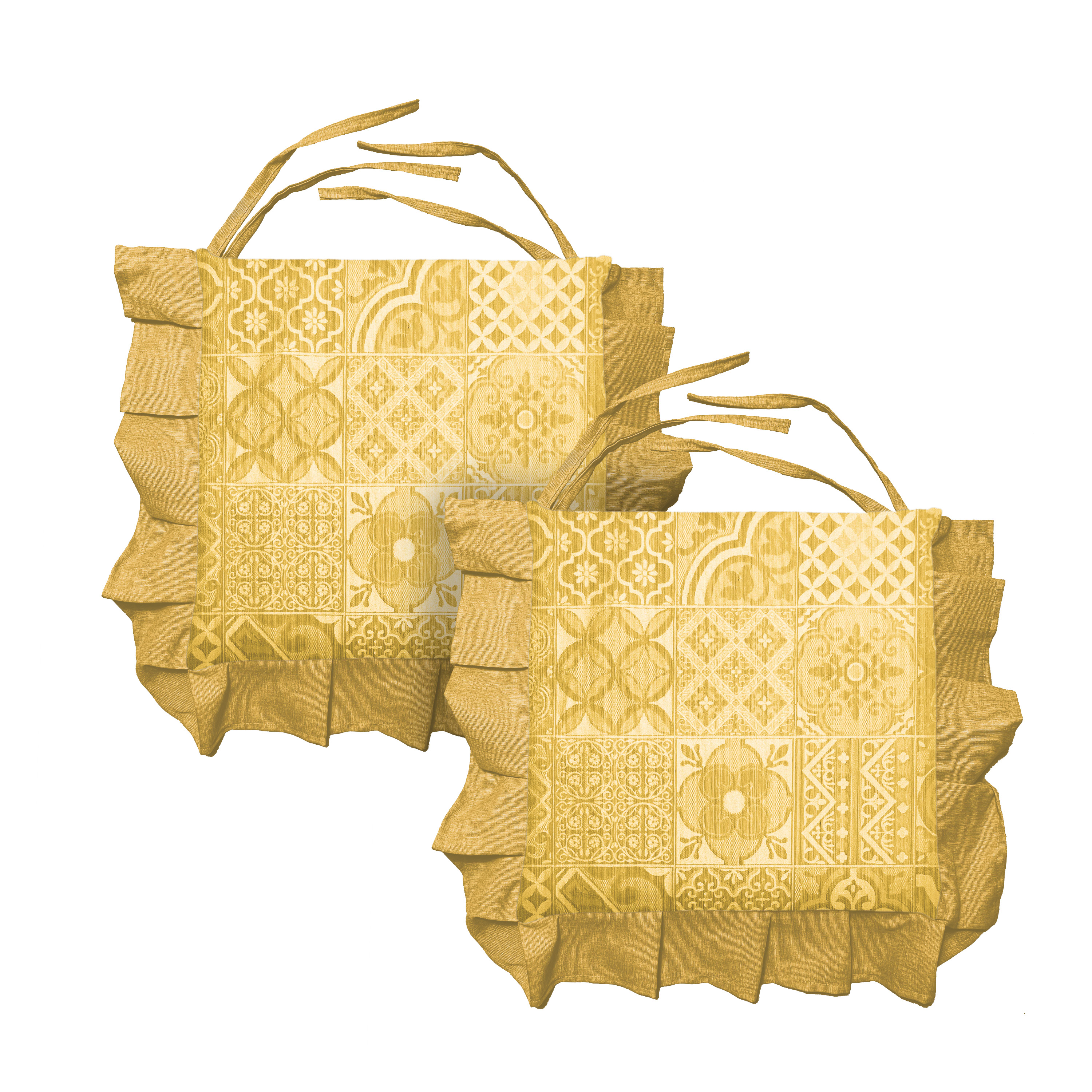 Set cuscini coprisedia con volant in Jacquard sfoderabile made in italy - Foto 22 di 28